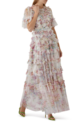 Floral Wonder Ruffled Woven Gown
